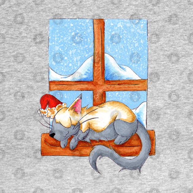 Christmas Catnap by KristenOKeefeArt